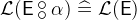 $\mathcal{L}(\textsf{E}\mathbin {\raisebox{0.6ex}{\ensuremath{\circ }}\mkern -9mu\raisebox{-0.6ex}{\ensuremath{\circ }}}\alpha ) \mathrel {\widehat=}\mathcal{L}(\textsf{E})$