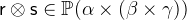 $\textsf{r}\mathbin \otimes \textsf{s}\in \mathop {\mathbb P\hbox{}}\nolimits (\alpha \mathbin \times (\beta \mathbin \times \gamma ))$